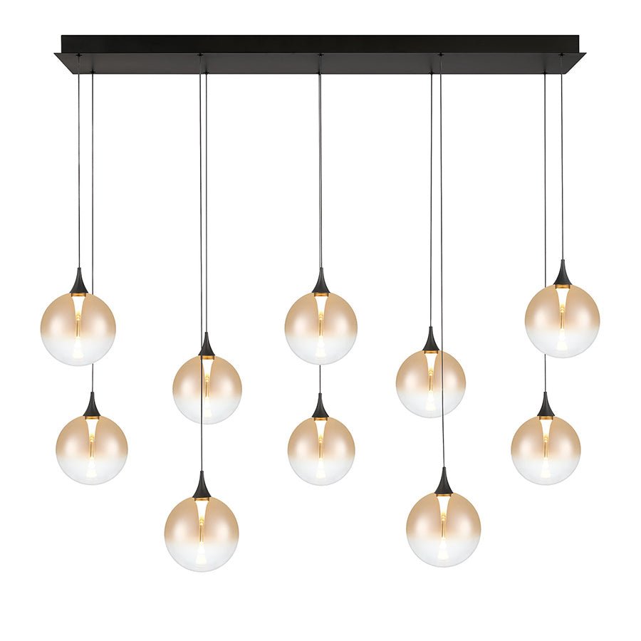 Suspension linéaire multiple Lisa - Noir mat Ambre 47" by Eurofase | Luminaires & cie
