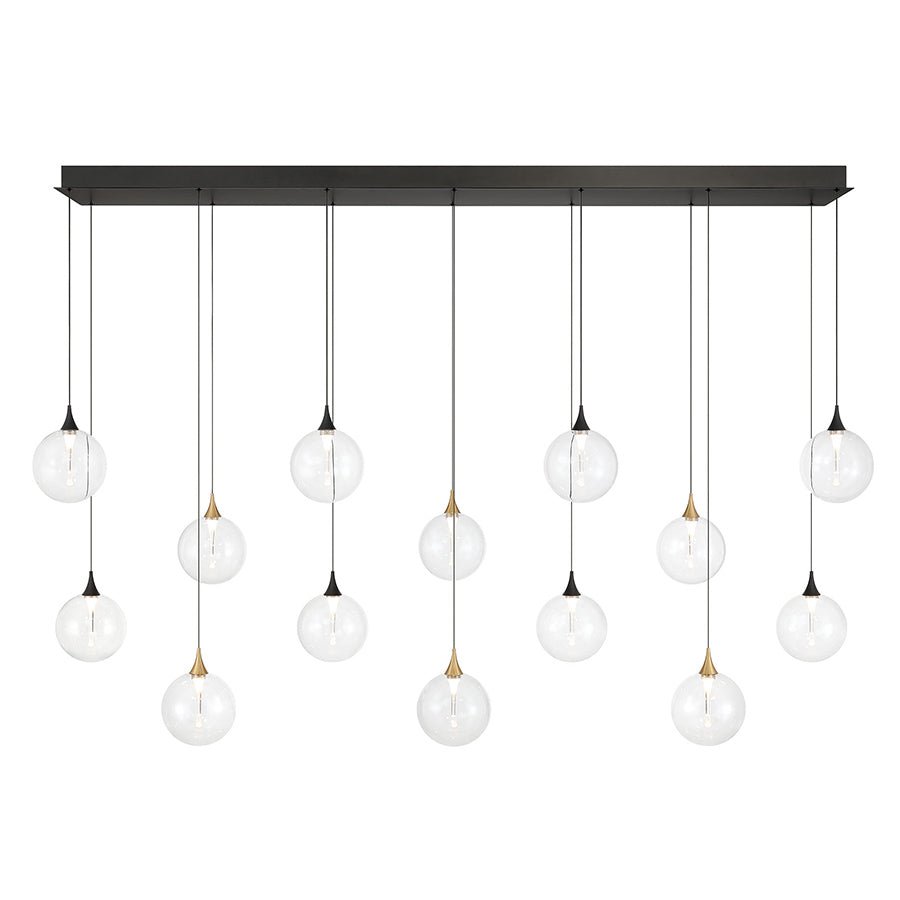 Suspension linéaire multiple Lisa - Noir mat et or Clair 72" by Eurofase | Luminaires & cie
