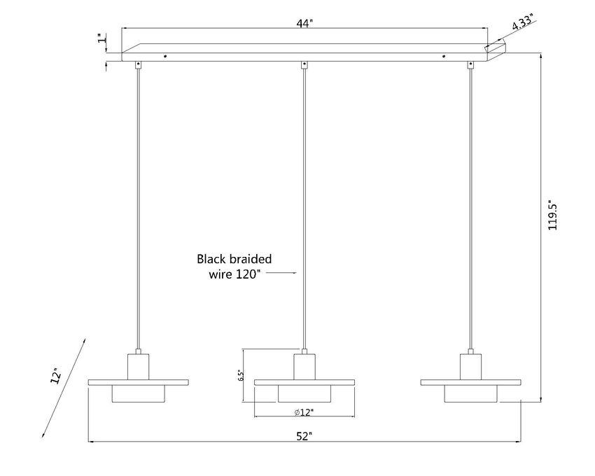 Suspension linéaire multiple Ludo Nickel brossé, nombre ampoules 3 – vue 6