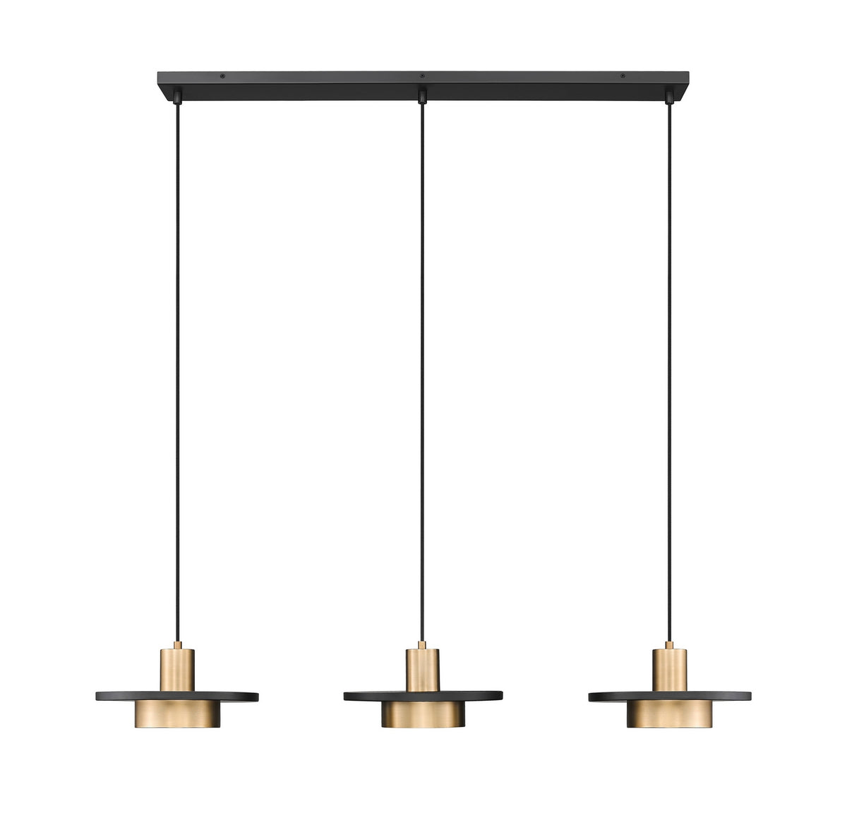 Suspension linéaire multiple Ludo Noir mat + Or moderne, nombre ampoules 3 – vue 2