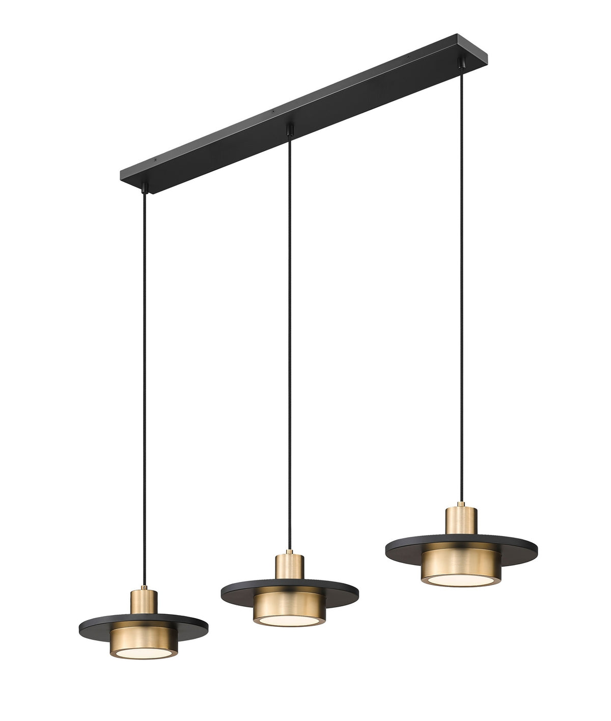 Suspension linéaire multiple Ludo Noir mat + Or moderne, nombre ampoules 3 – vue 3