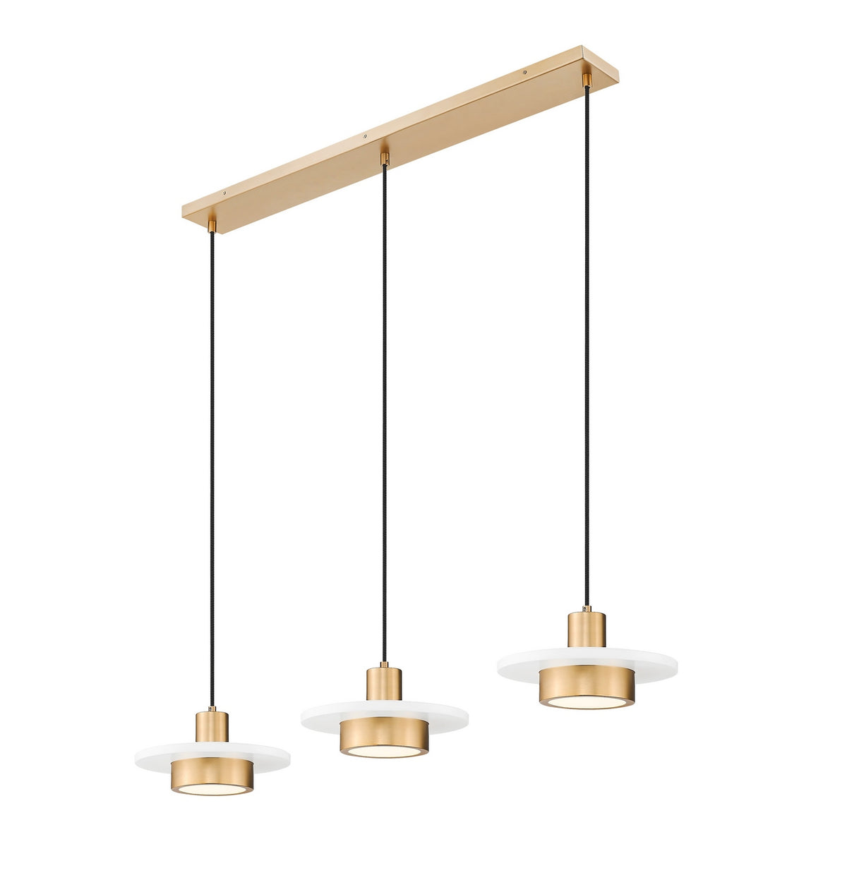 Suspension linéaire multiple Ludo Blanc mat + Or moderne, nombre ampoules 3 – vue 3