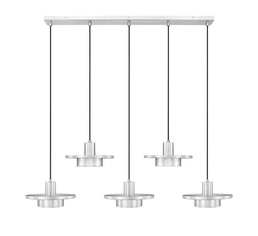 Suspension linéaire multiple Ludo Nickel brossé, nombre ampoules 5 – vue 2