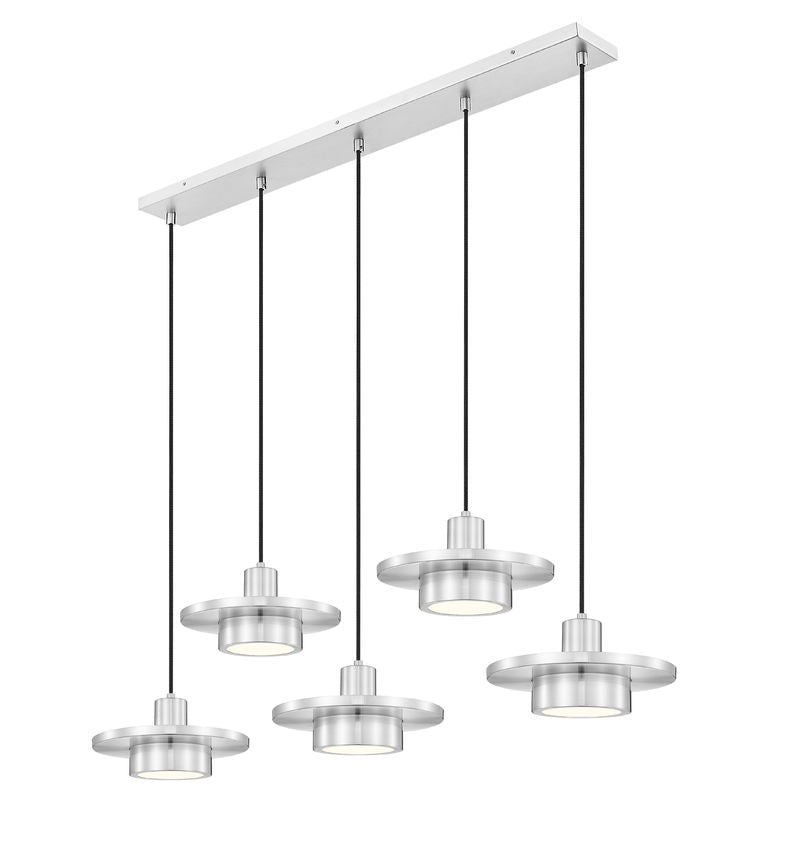 Suspension linéaire multiple Ludo Nickel brossé, nombre ampoules 5 – vue 3