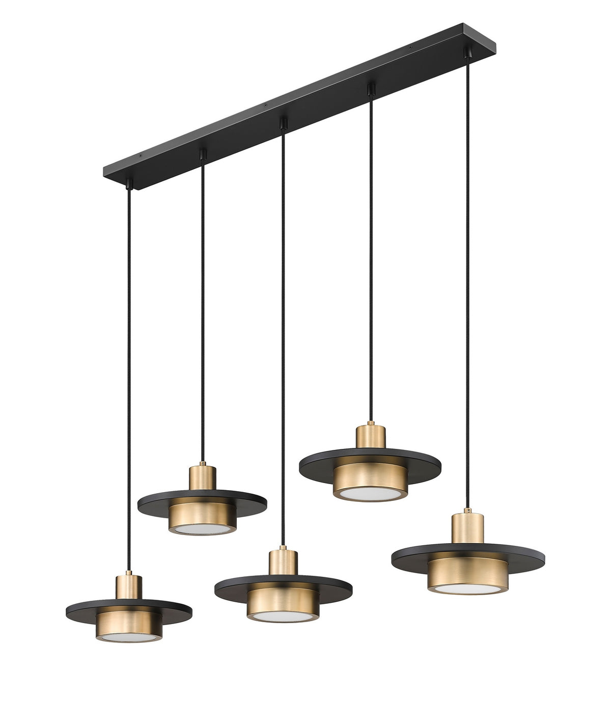 Suspension linéaire multiple Ludo Noir mat + Or moderne, nombre ampoules 5 – vue 5