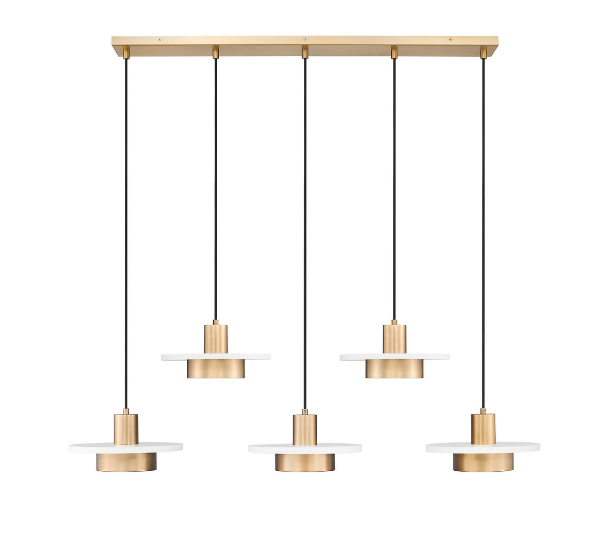 Suspension linéaire multiple Ludo Blanc mat + Or moderne, nombre ampoules 5 – vue 2