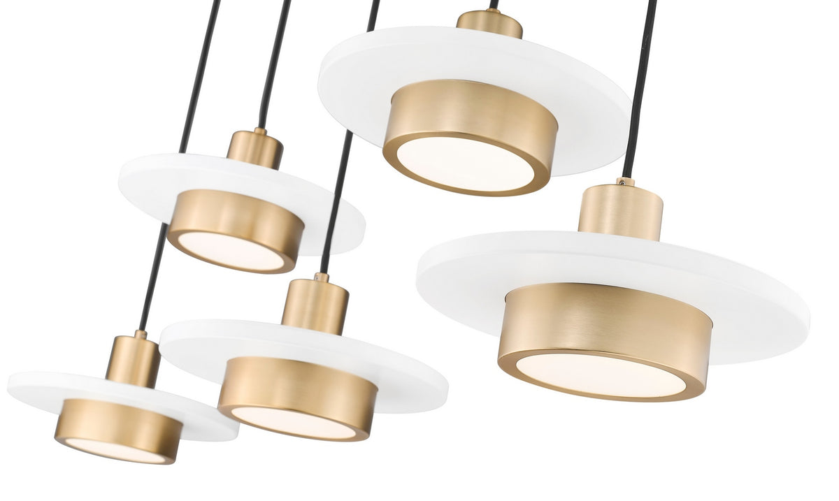 Suspension linéaire multiple Ludo Blanc mat + Or moderne, nombre ampoules 5 – vue 4