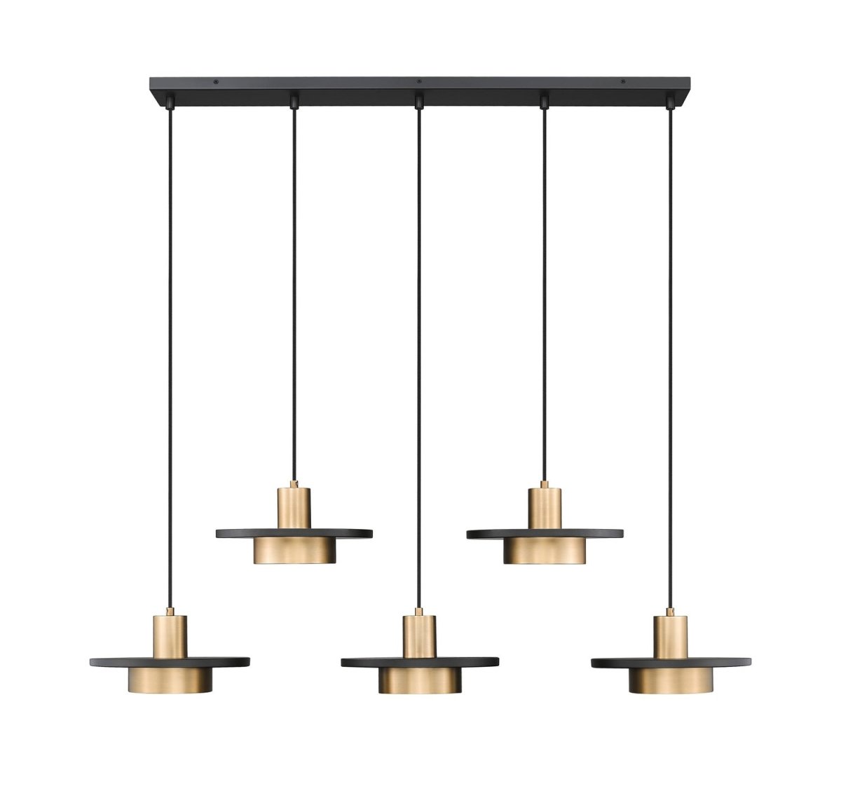 Suspension linéaire multiple Ludo - Blanc mat + Or moderne 5 by Z-Lite | Luminaires & cie