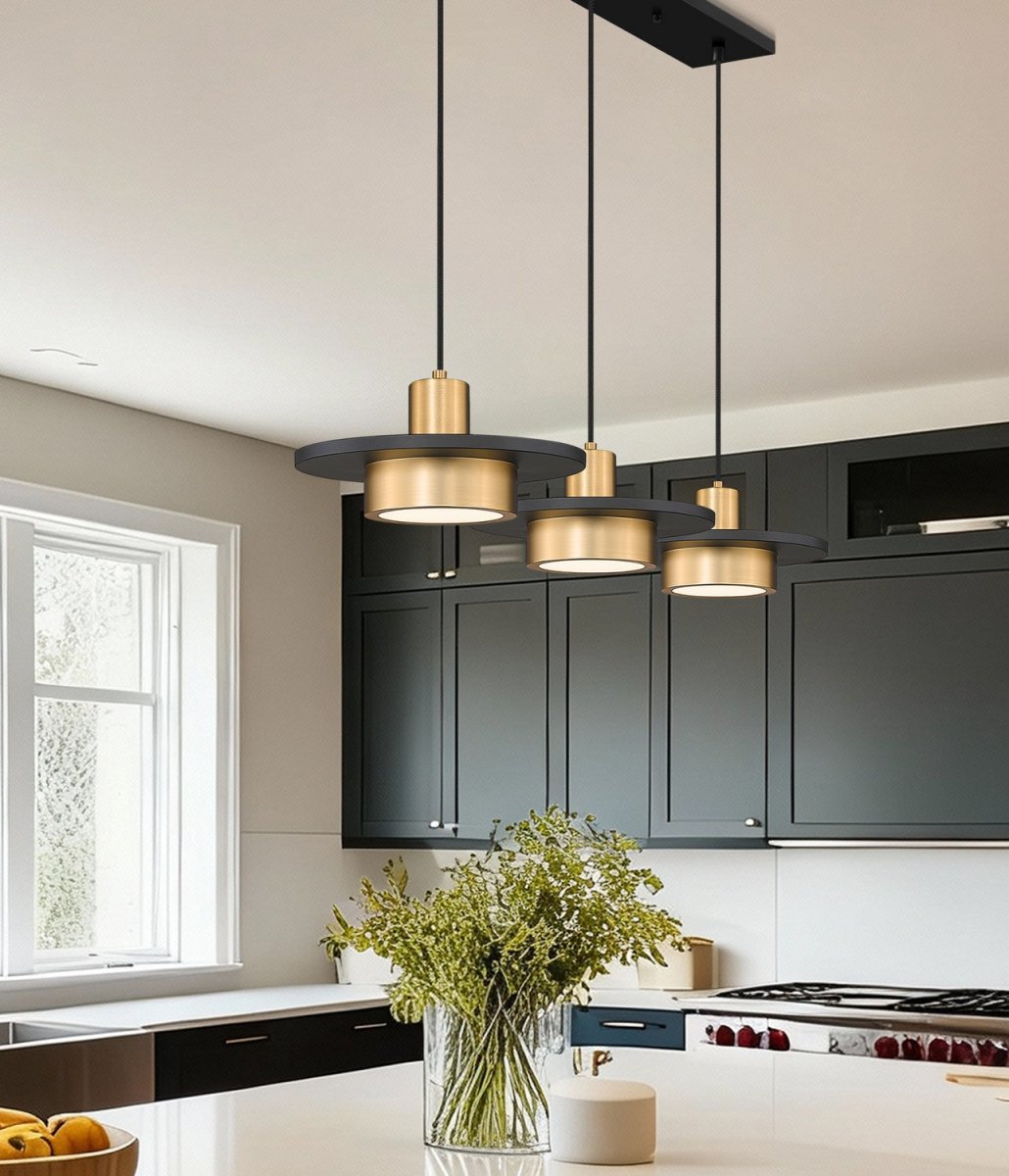 Suspension linéaire multiple Ludo - Blanc mat + Or moderne 5 by Z-Lite | Luminaires & cie
