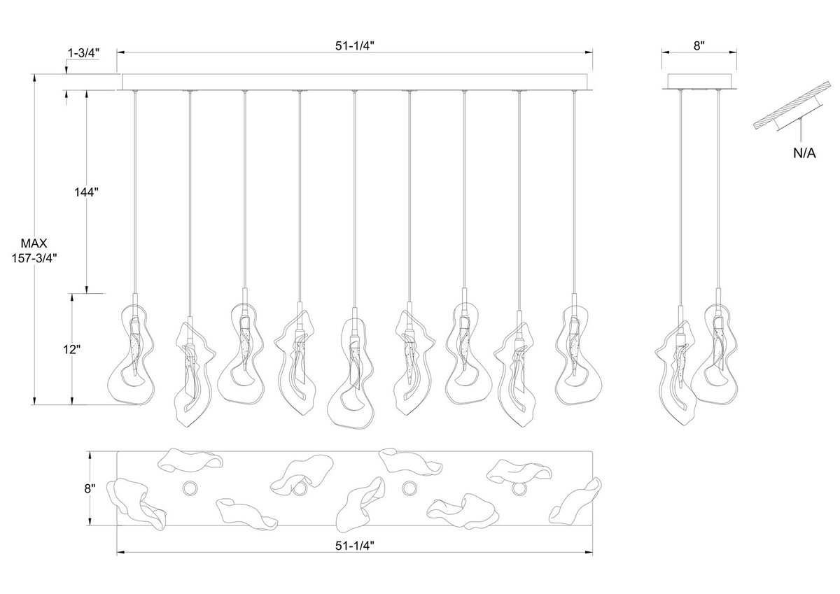 Suspension linéaire multiple Norah Noir mat – vue 11