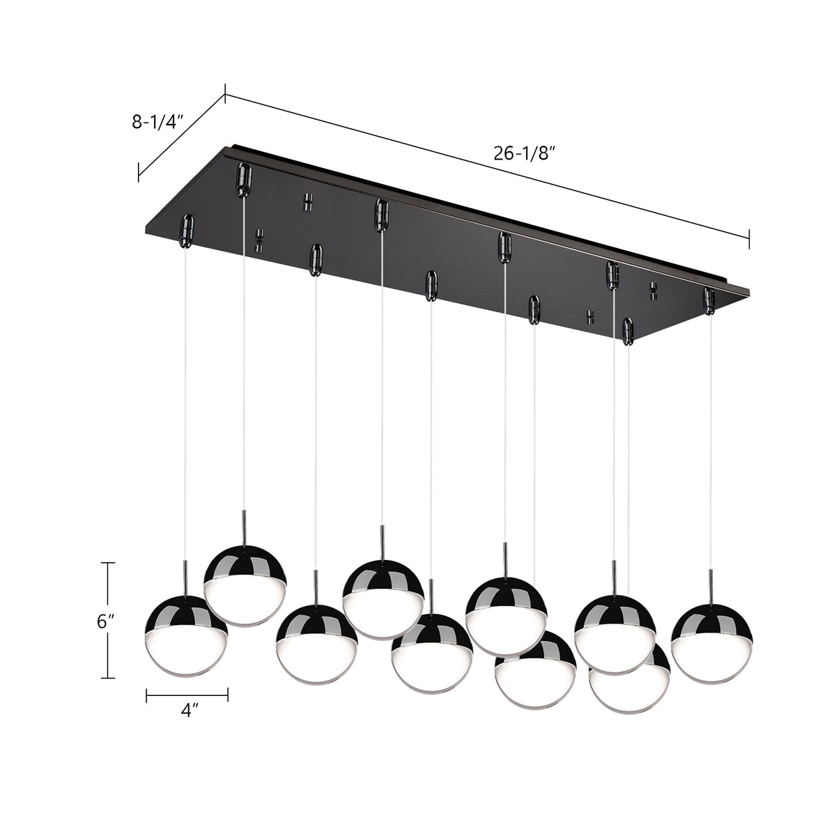 Suspension linéaire multiple Pluto Or brossé – vue 2