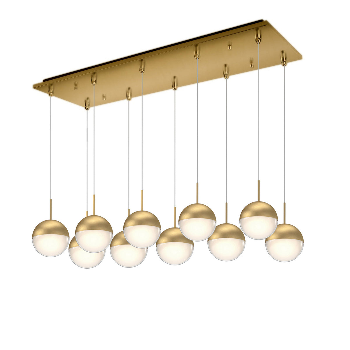 Suspension linéaire multiple Pluto Or brossé – Kuzco Lighting