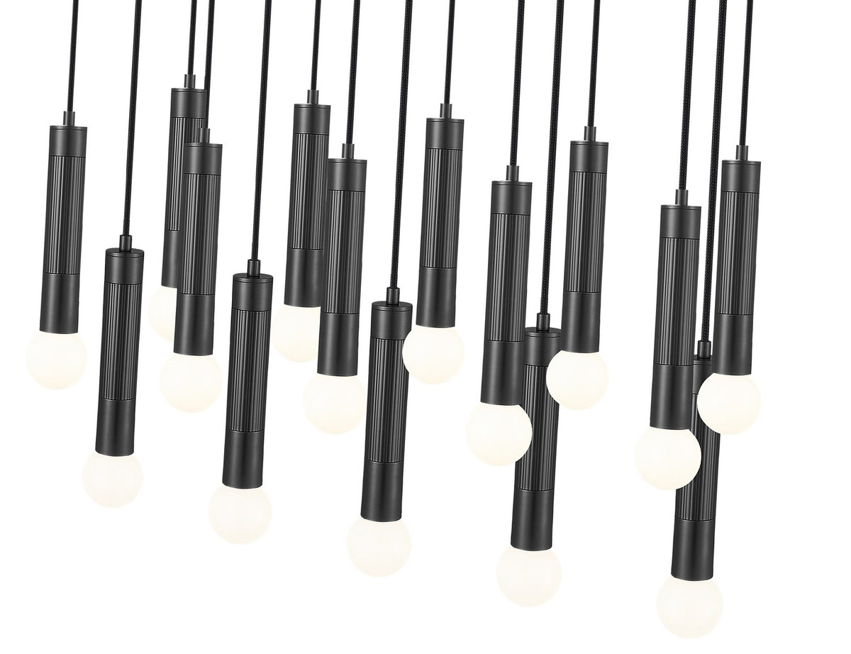 Suspension linéaire multiple Stari Noir mat, nombre ampoules 17 – vue 4