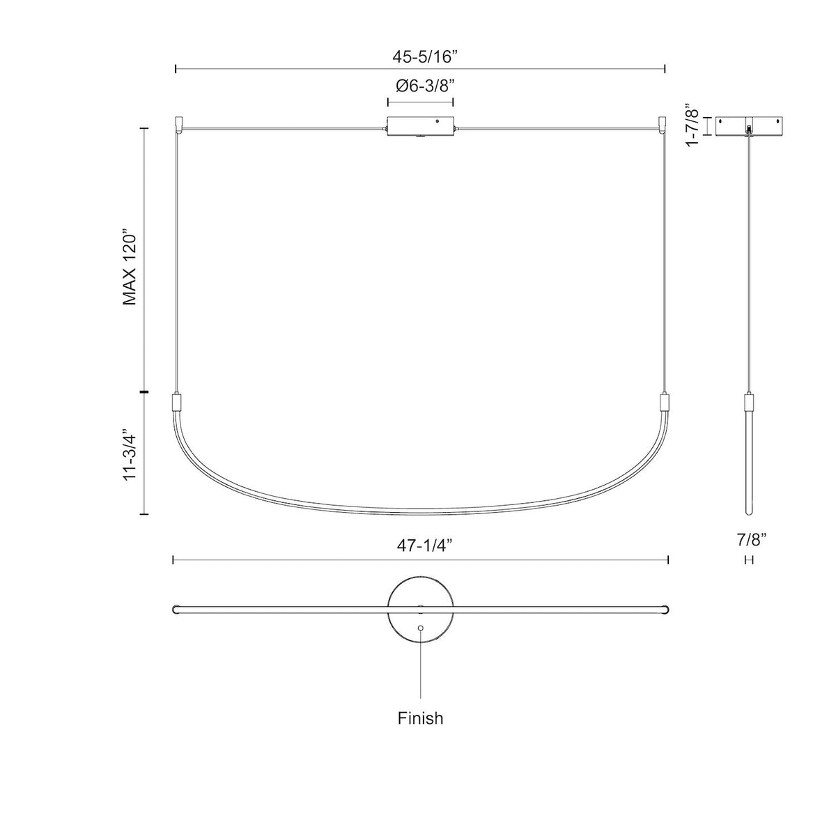 Suspension linéaire multiple Talis Or brossé – vue 4