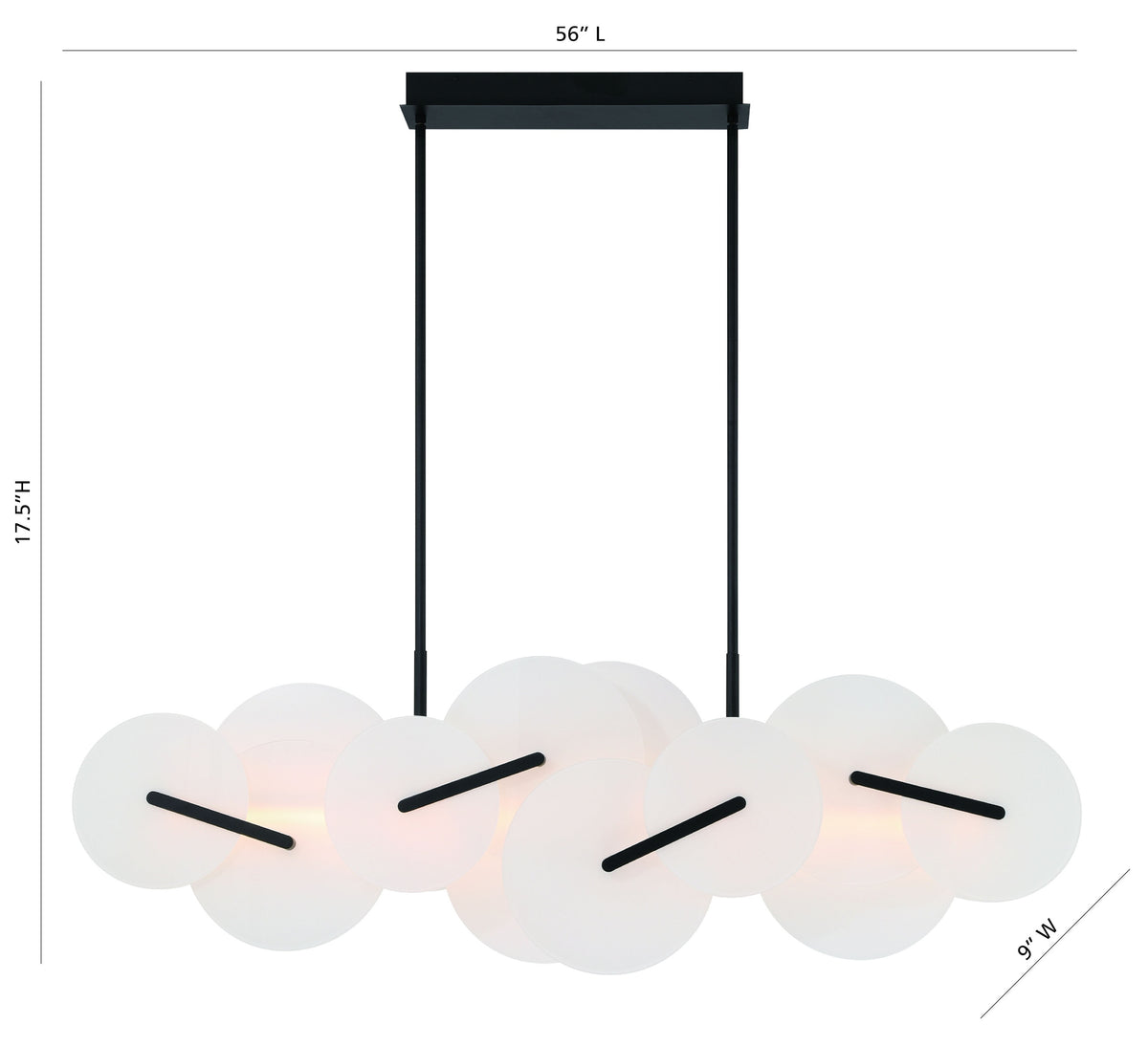 Suspension linéaire Nuvola Noir mat – vue 3