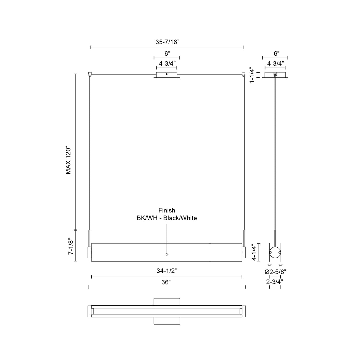 Suspension linéaire Phoenix Verre opale mat – vue 3