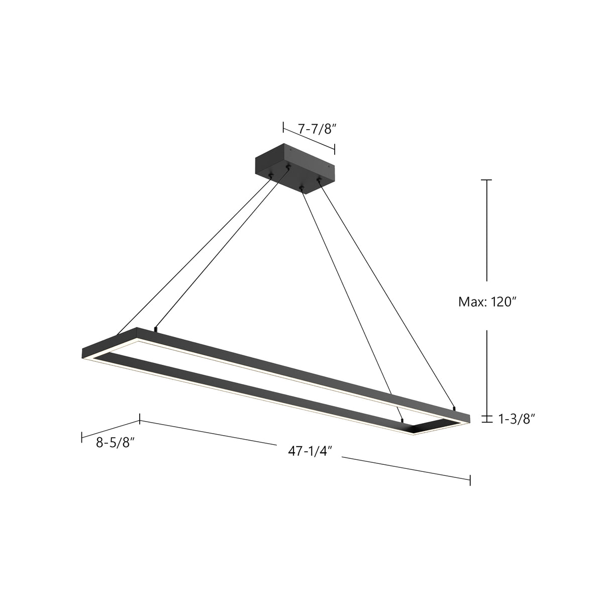 Suspension linéaire Piazza Or brossé, 8 5/8" – vue 4