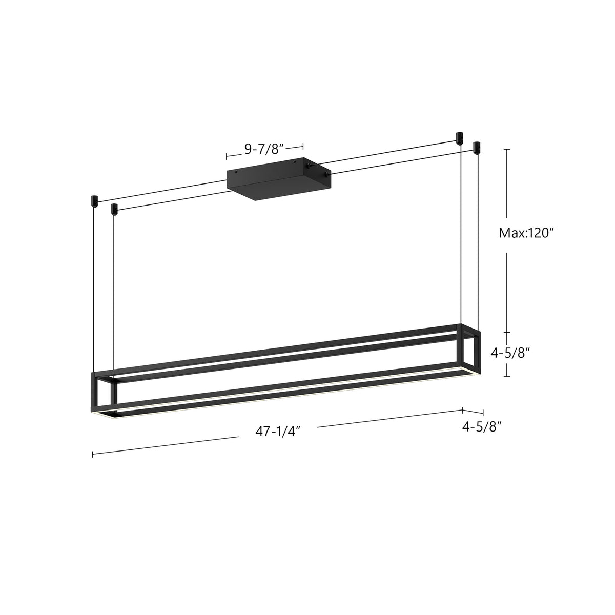 Suspension linéaire Plaza Or brossé, 47 1/4" – vue 4