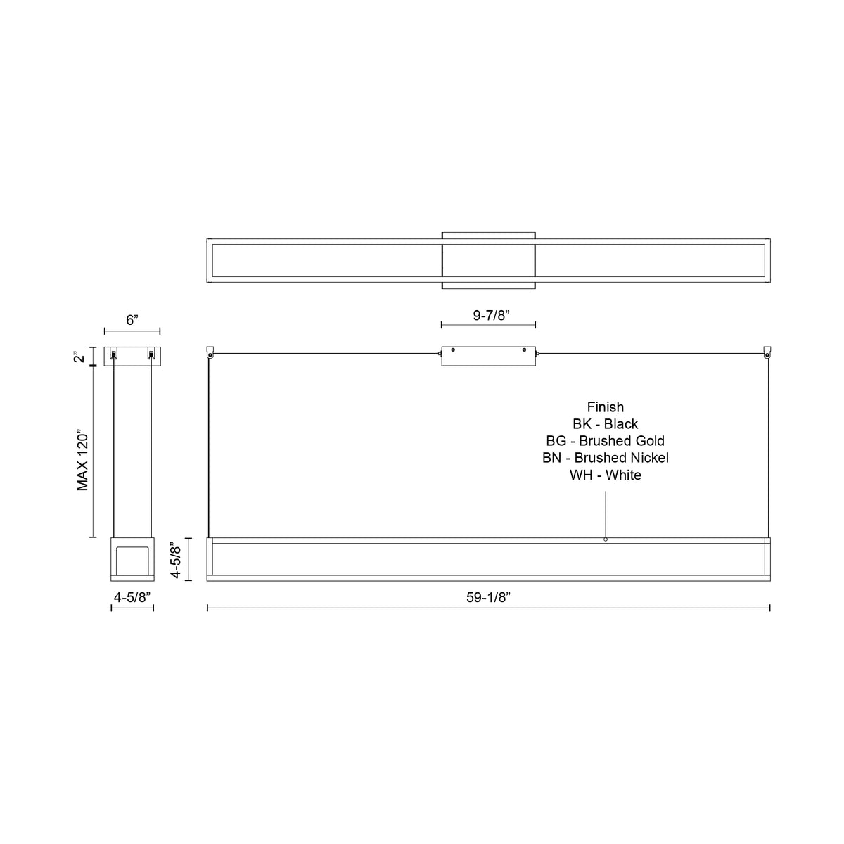 Suspension linéaire Plaza Or brossé, 59 1/8" – vue 3