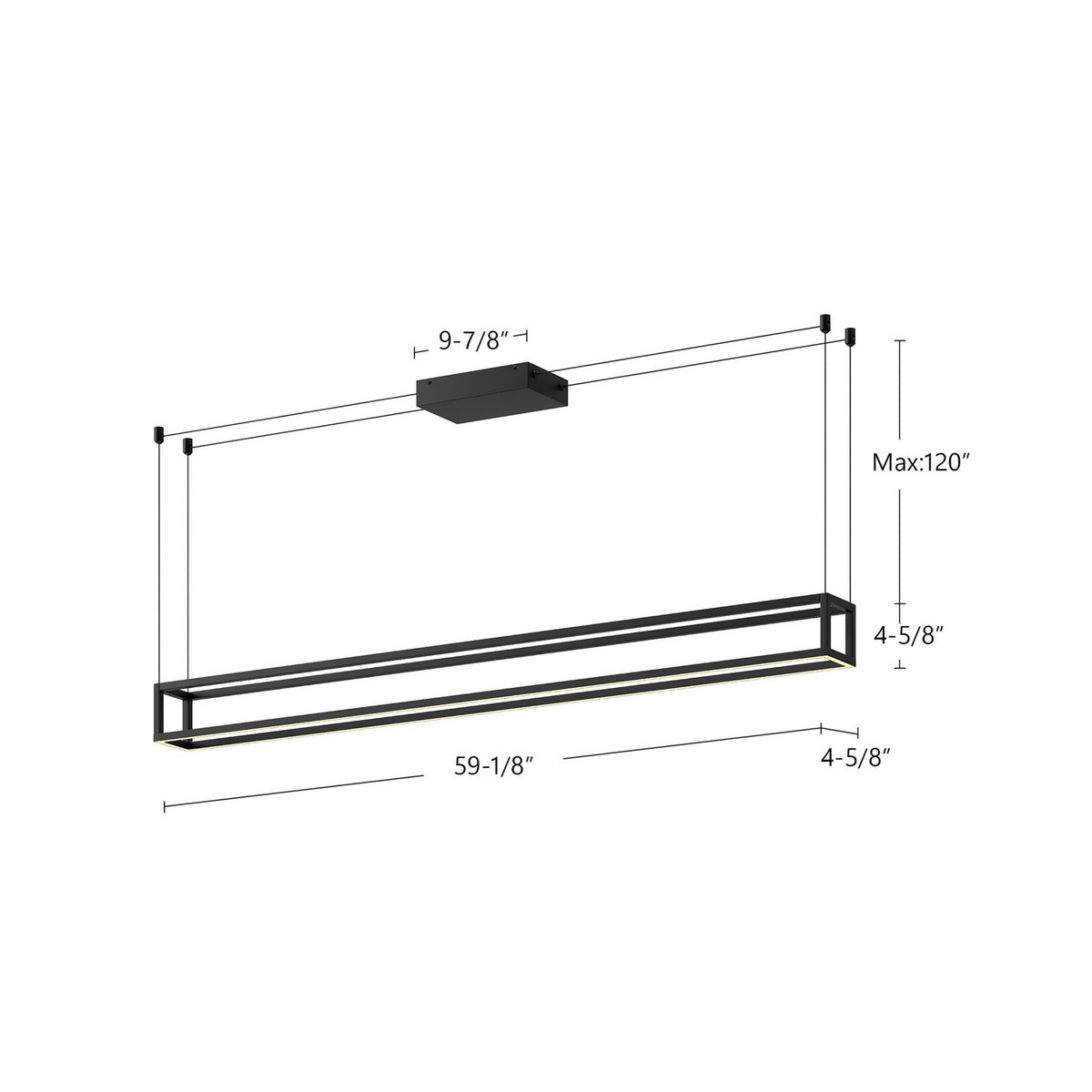 Suspension linéaire Plaza Noir, 59 1/8" – vue 2