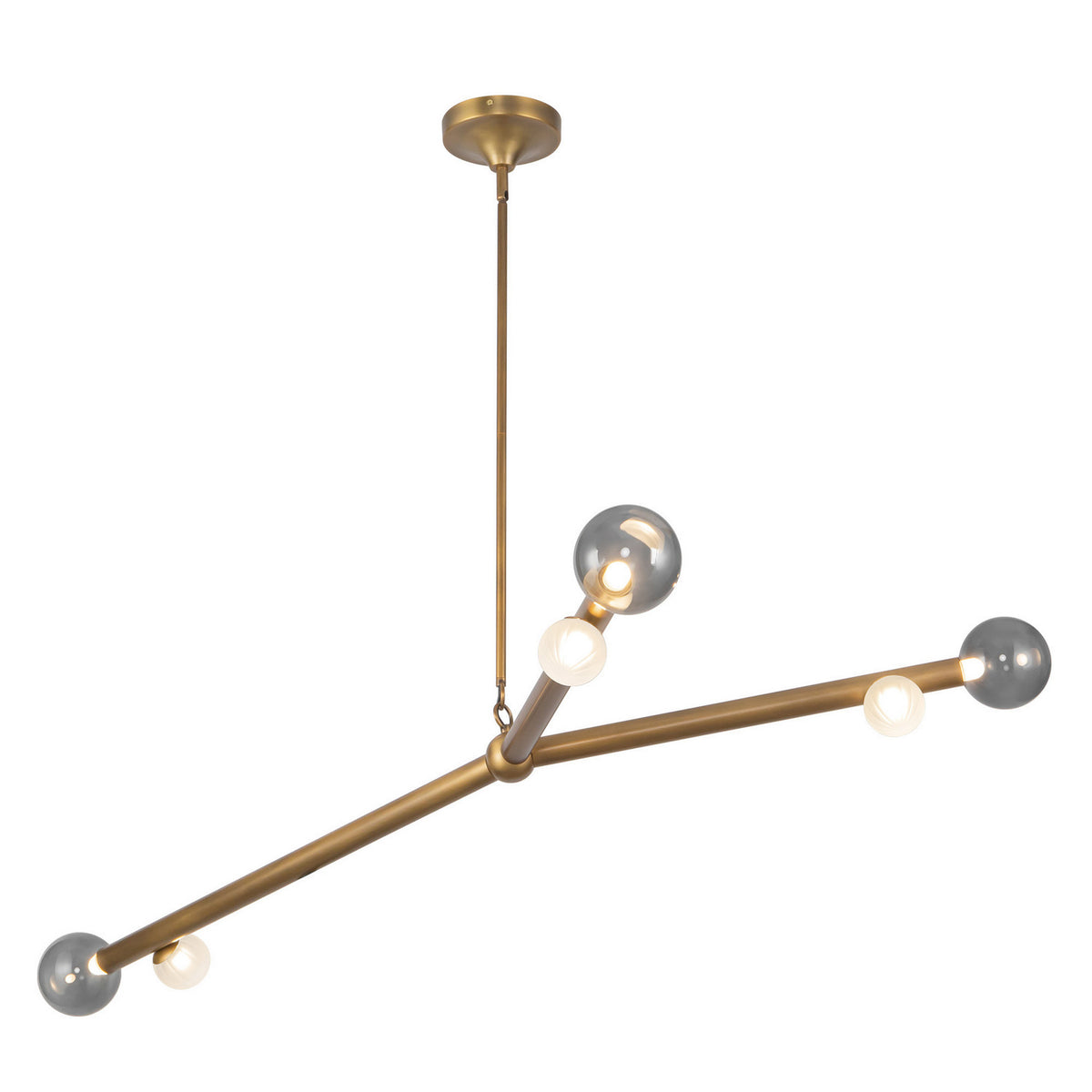 Suspension linéaire Reese Laiton vieilli / Verre fumé – Kuzco Lighting