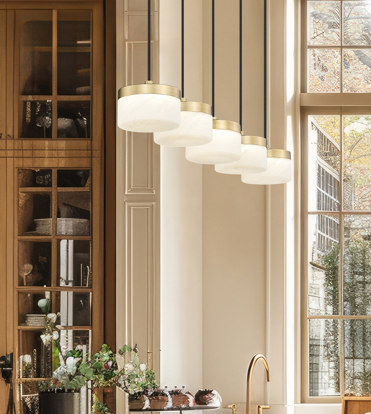 Suspension linéaire Renaud Or moderne – vue 8