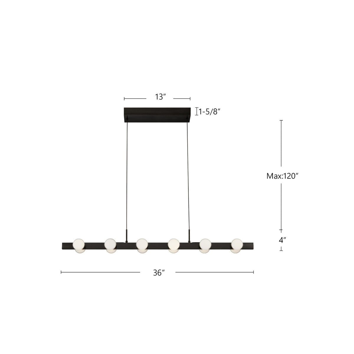 Suspension linéaire Rezz Noir – vue 5