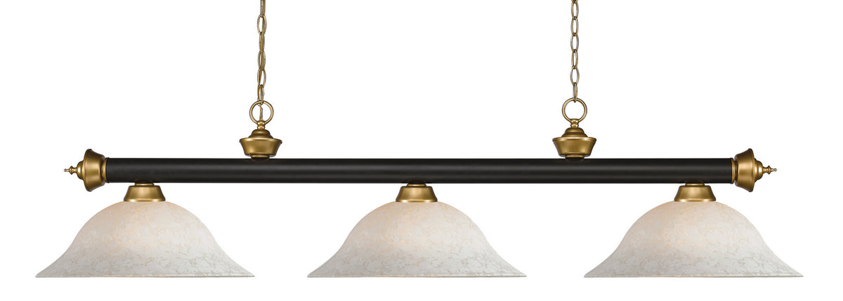 Suspension linéaire Riviera Bronze + Or satiné, Blanc tacheté, 59" – Z-Lite
