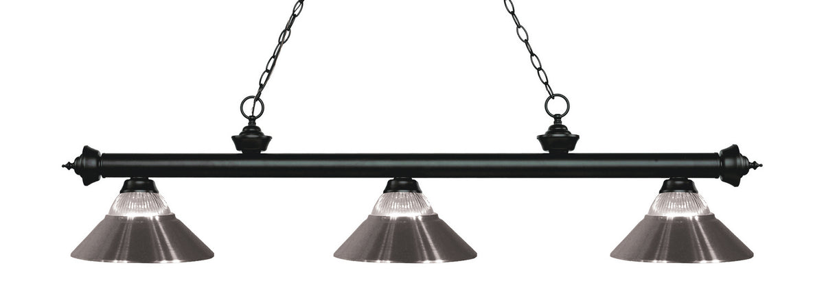 Suspension linéaire Riviera Noir mat, Transparent strié + nickel brossé, 57 1/4" – Z-Lite