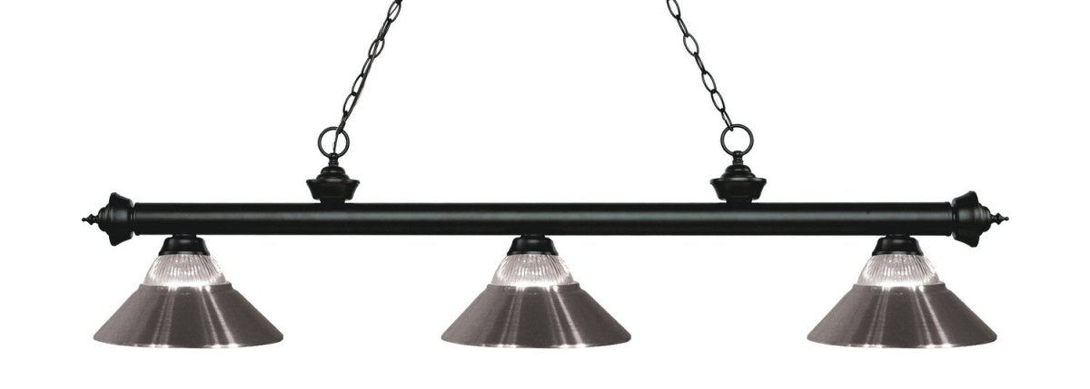 Suspension linéaire Riviera - Noir mat Transparent strié + nickel brossé 57 1/4" by Z-Lite | Luminaires & cie