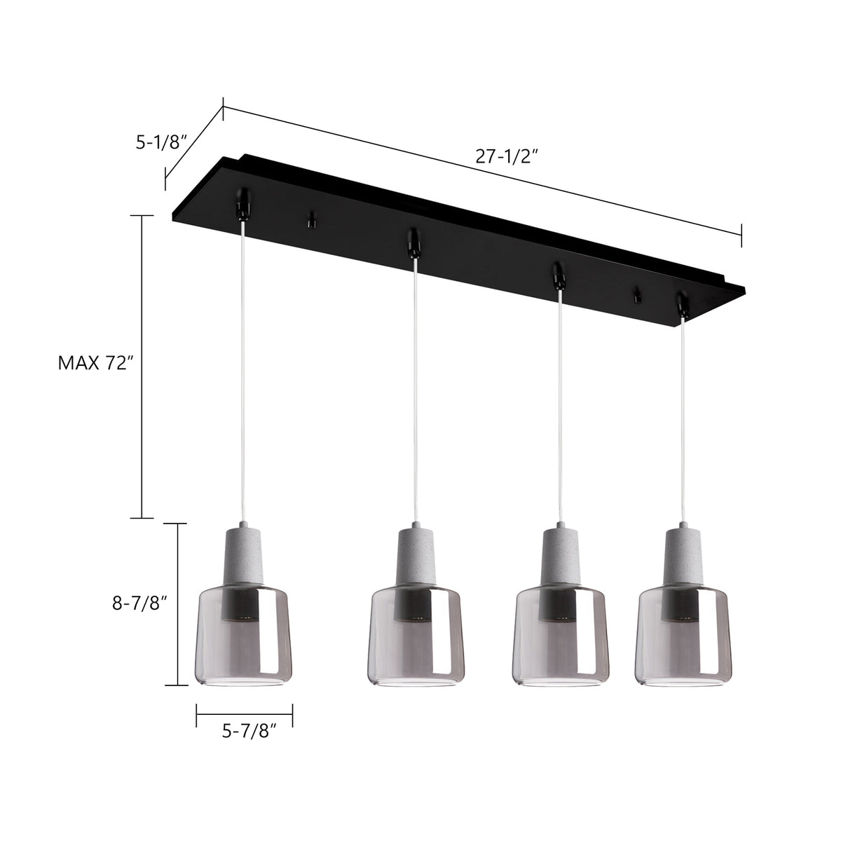 Suspension linéaire Samson Blanc / Transparent, nombre ampoules 4 – vue 2