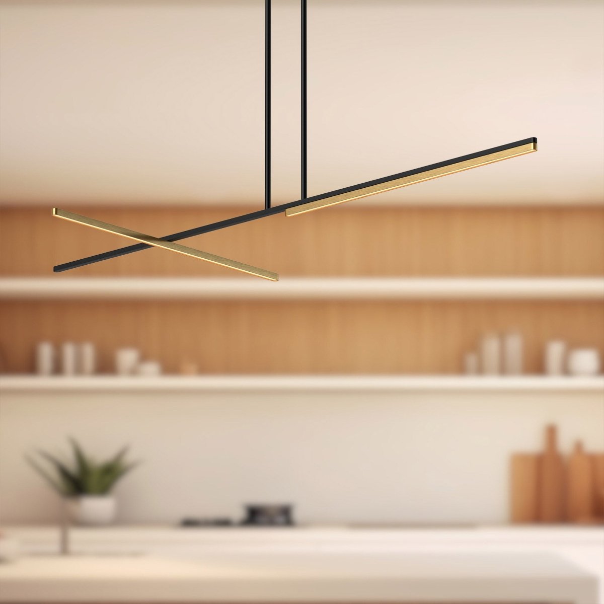 Suspension linéaire Shift - Or noir / brossé 59 7/8" by Kuzco Lighting | Luminaires & cie