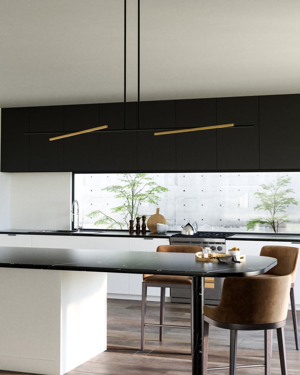 Suspension linéaire Shift - Or noir / brossé 59 7/8" by Kuzco Lighting | Luminaires & cie