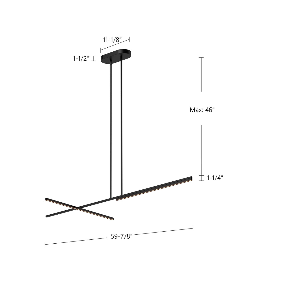 Suspension linéaire Shift Noir, 59 7/8" – vue 3