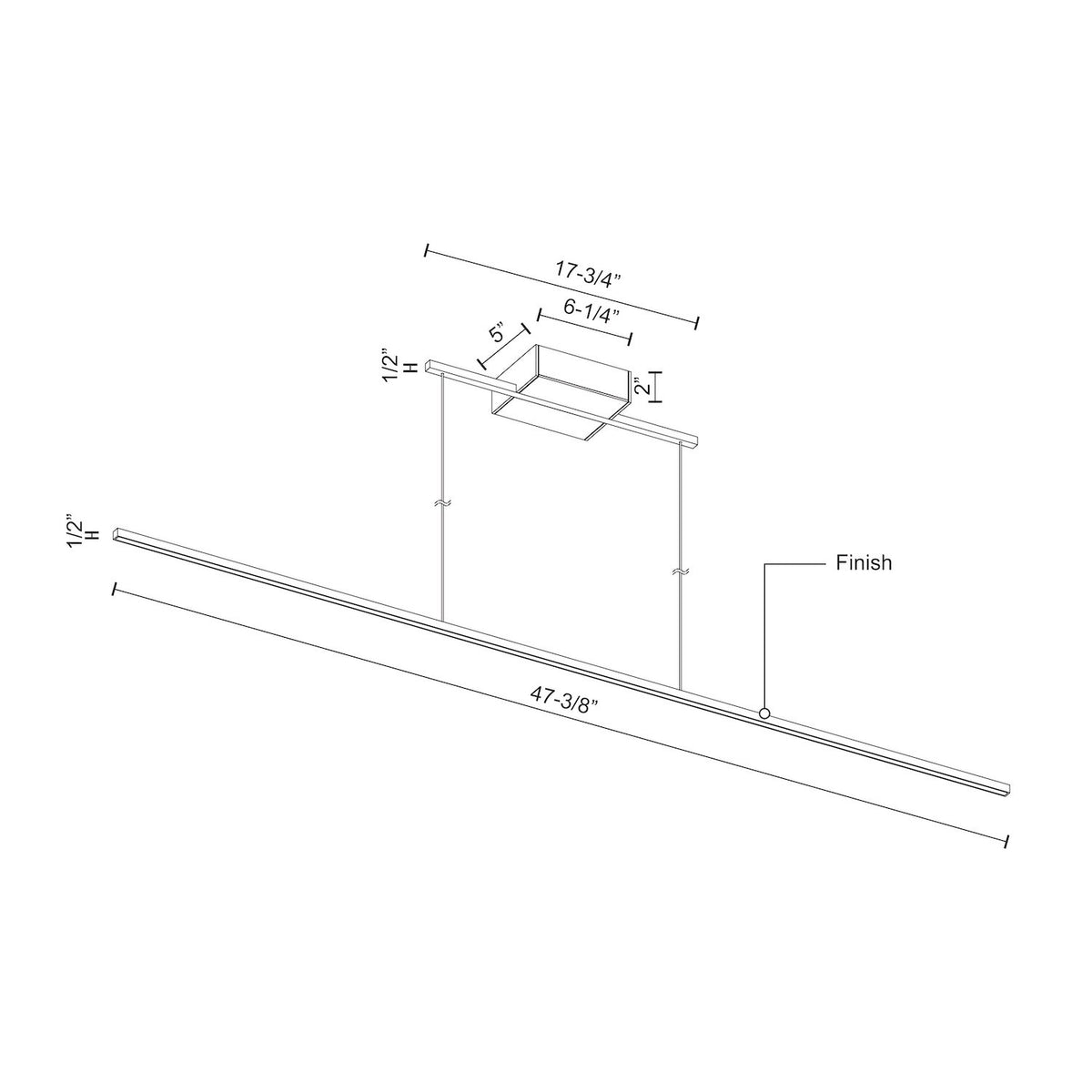 Suspension linéaire Vega Minor Nickel brossé, 47 3/8" – vue 2