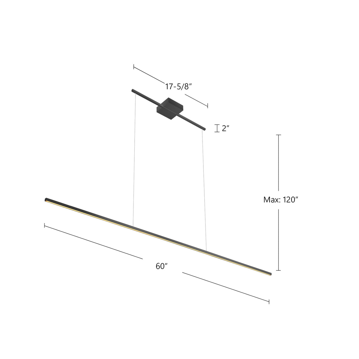 Suspension linéaire Vega Minor Or brossé, 60" – vue 3