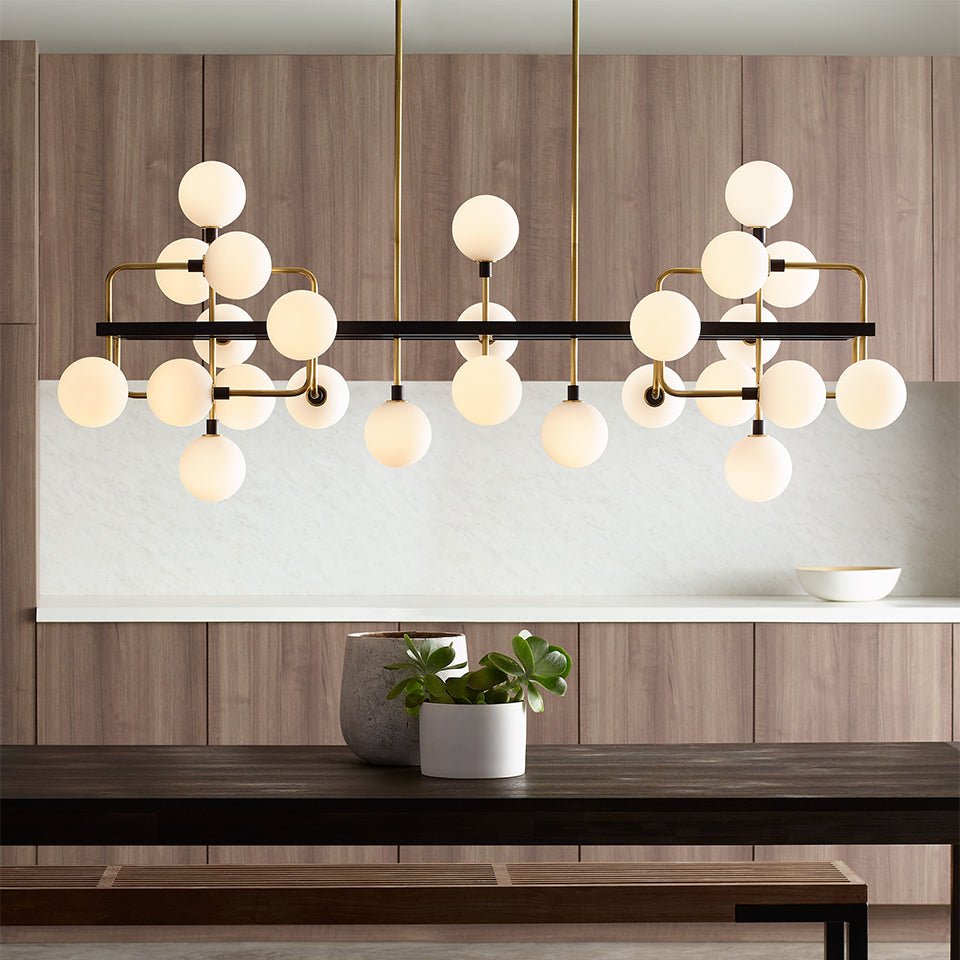 Suspension linéaire Viaggio - Opale/laiton Non by Tech Lighting | Luminaires & cie