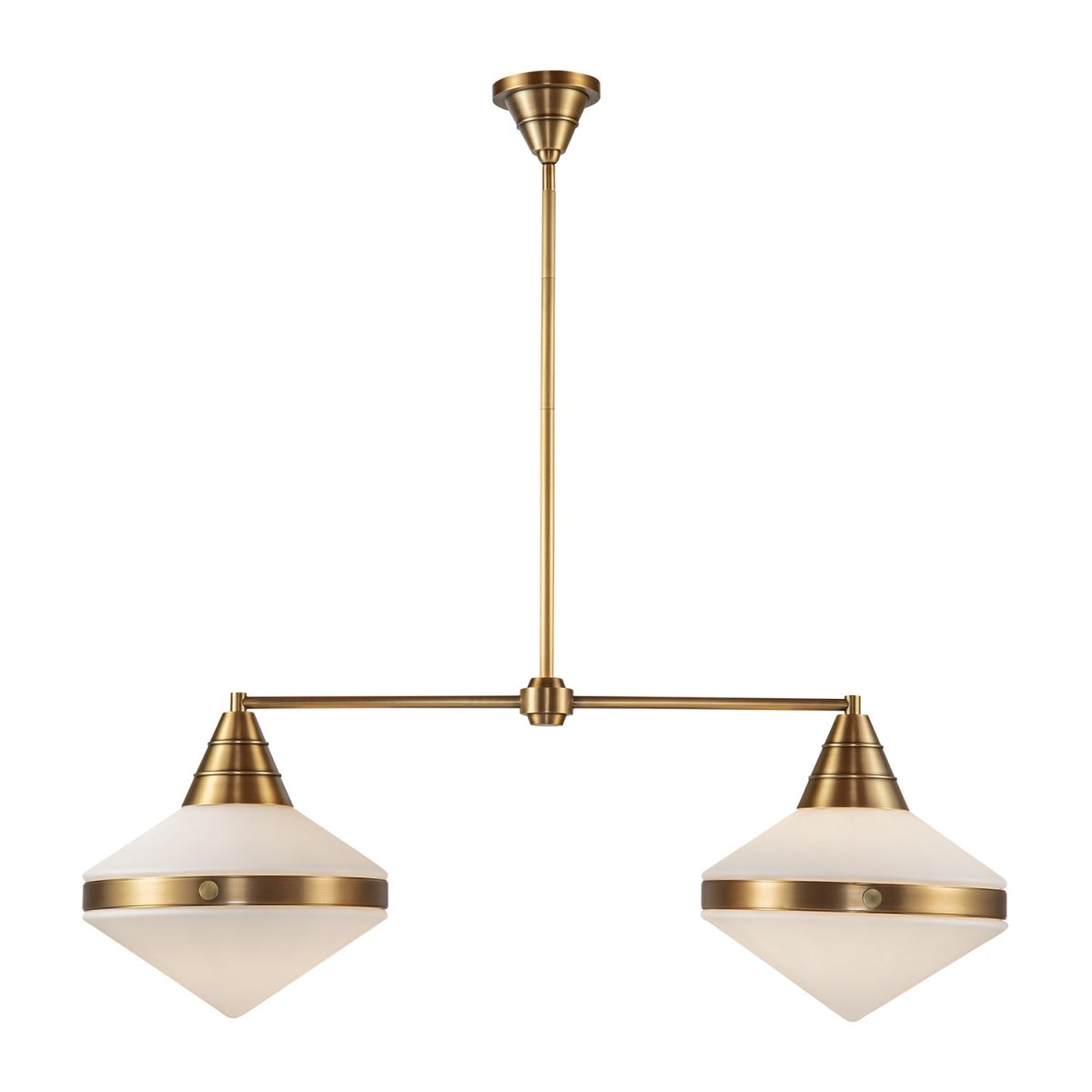 Suspension linéaire Willard - Vintage vintage en laiton / opale mate by Alora Lighting | Luminaires & cie