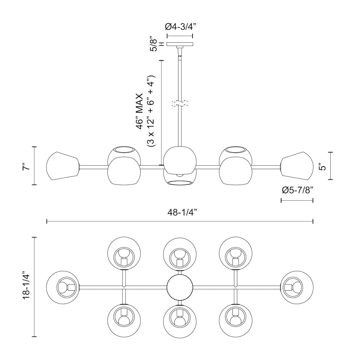 Suspension linéaire Willow - Gold / verre clair brossé by Alora Lighting | Luminaires & cie