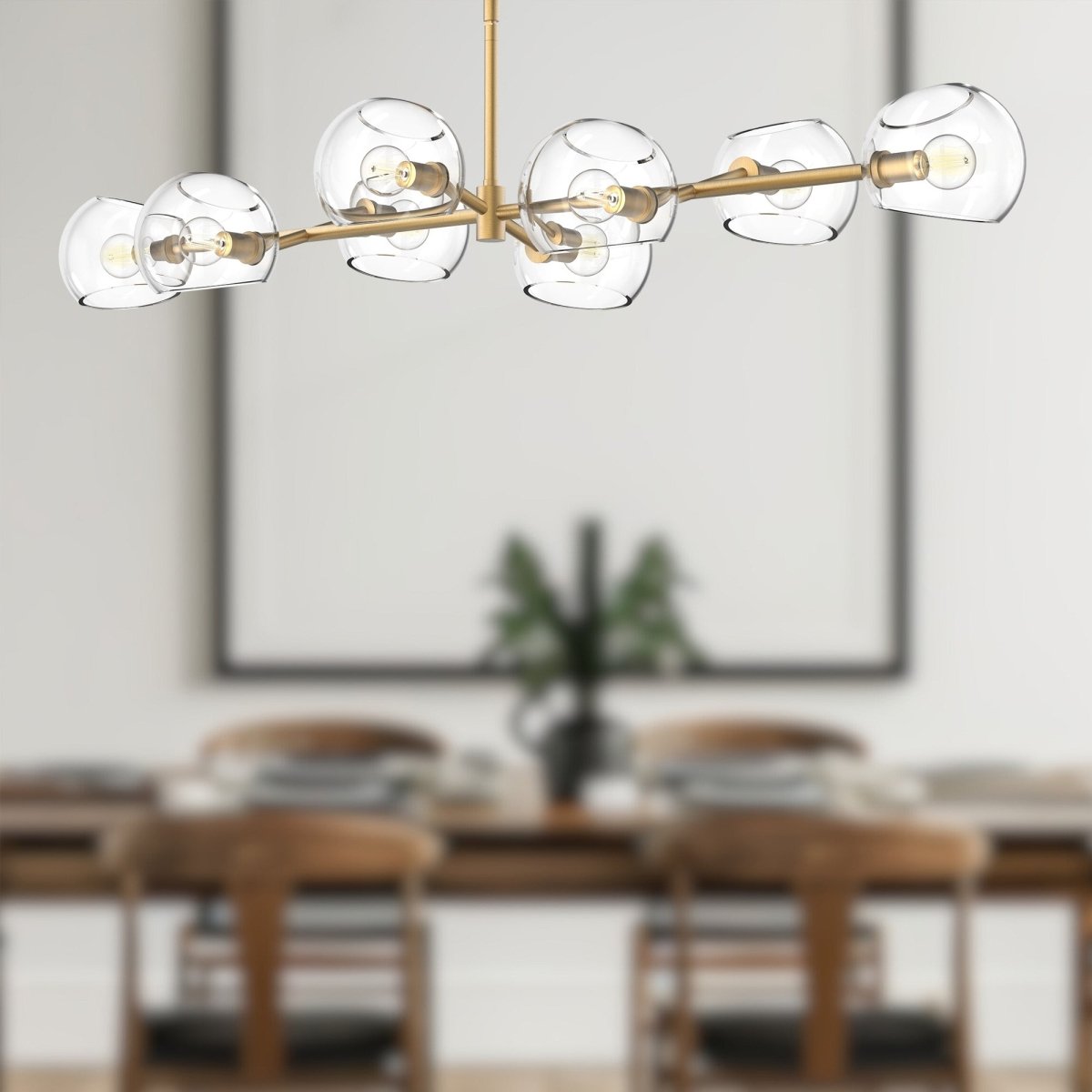 Suspension linéaire Willow - Gold / verre clair brossé by Alora Lighting | Luminaires & cie