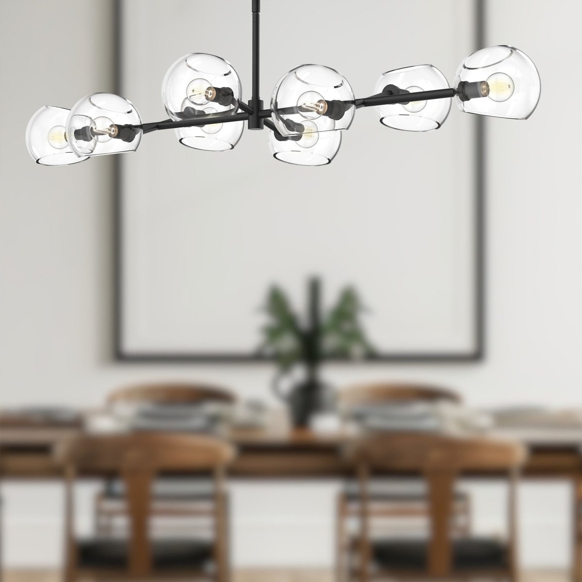 Suspension linéaire Willow - Verre transparent / noir mat by Alora Lighting | Luminaires & cie