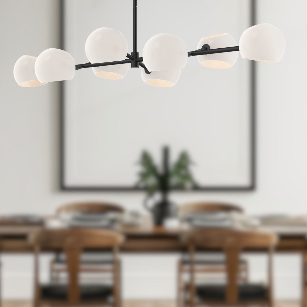 Suspension linéaire Willow - Verre mate mat / opale mate by Alora Lighting | Luminaires & cie