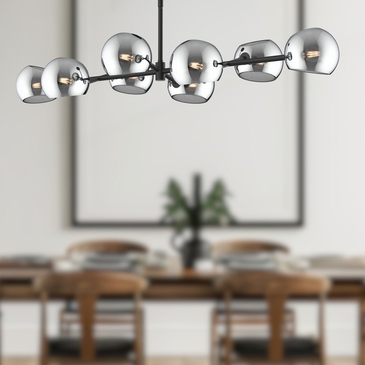 Suspension linéaire Willow - Verre massif noir / fumé by Alora Lighting | Luminaires & cie