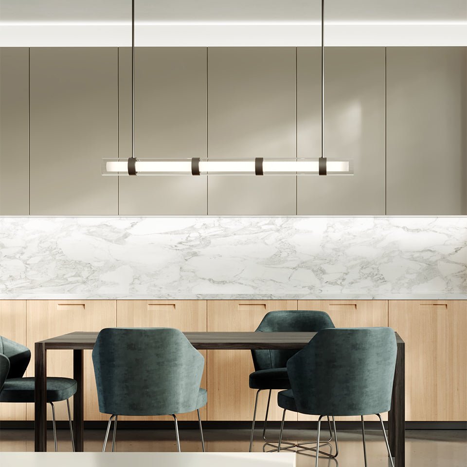 Suspension linéaire Wit - Laiton vieilli 7 vitres by Tech Lighting | Luminaires & cie