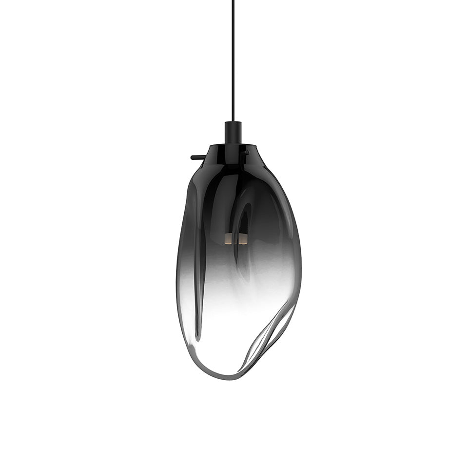 Suspension Liquid Simple - 6" Dia (Régulier) Noir satiné avec verre Transparent by Sonneman | Luminaires & cie