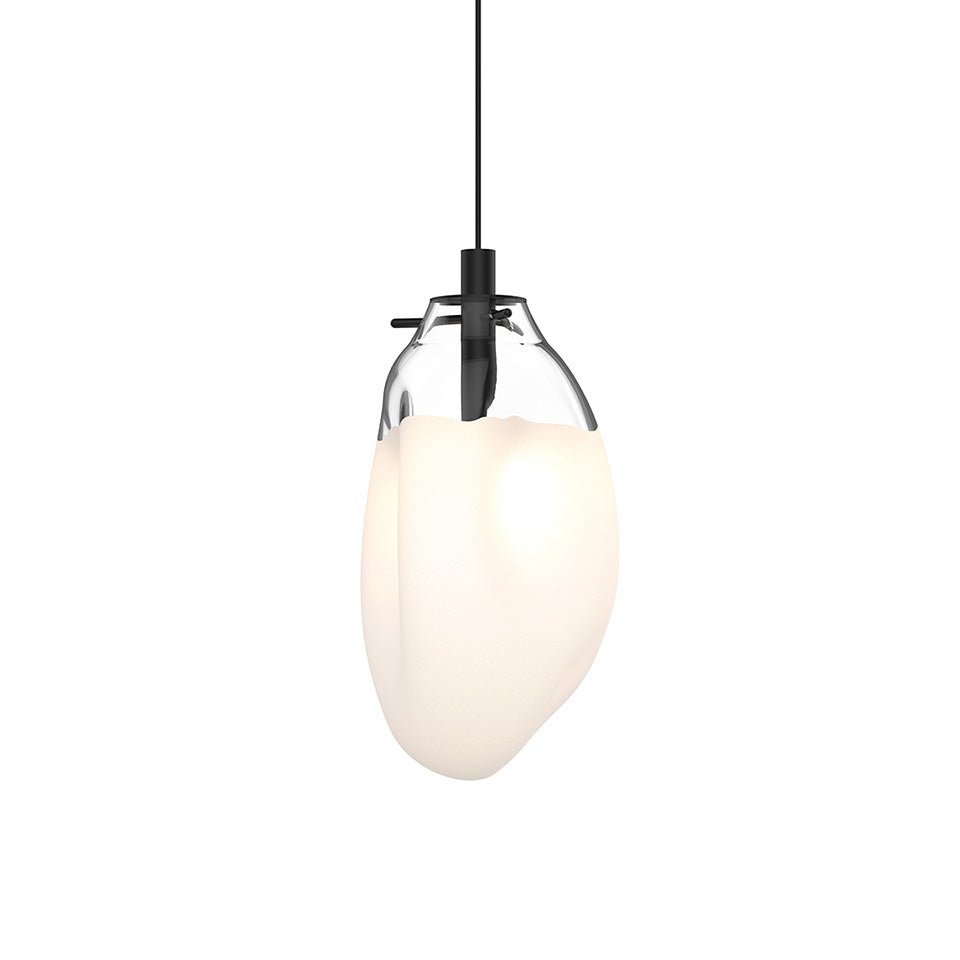 Suspension Liquid Simple - 6" Dia (Régulier) Noir satiné avec verre Transparent by Sonneman | Luminaires & cie