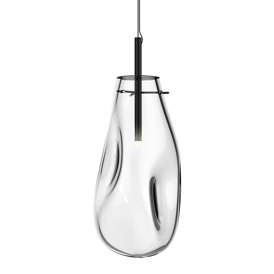 Suspension Liquid Simple - 10.5 Dia (Large) Noir satiné avec verre Transparent by Sonneman | Luminaires & cie