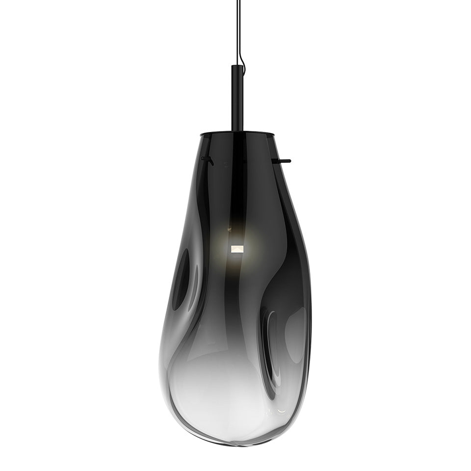 Suspension Liquid Simple - 10.5 Dia (Large) Noir satiné avec vitre Fondue Fumée by Sonneman | Luminaires & cie