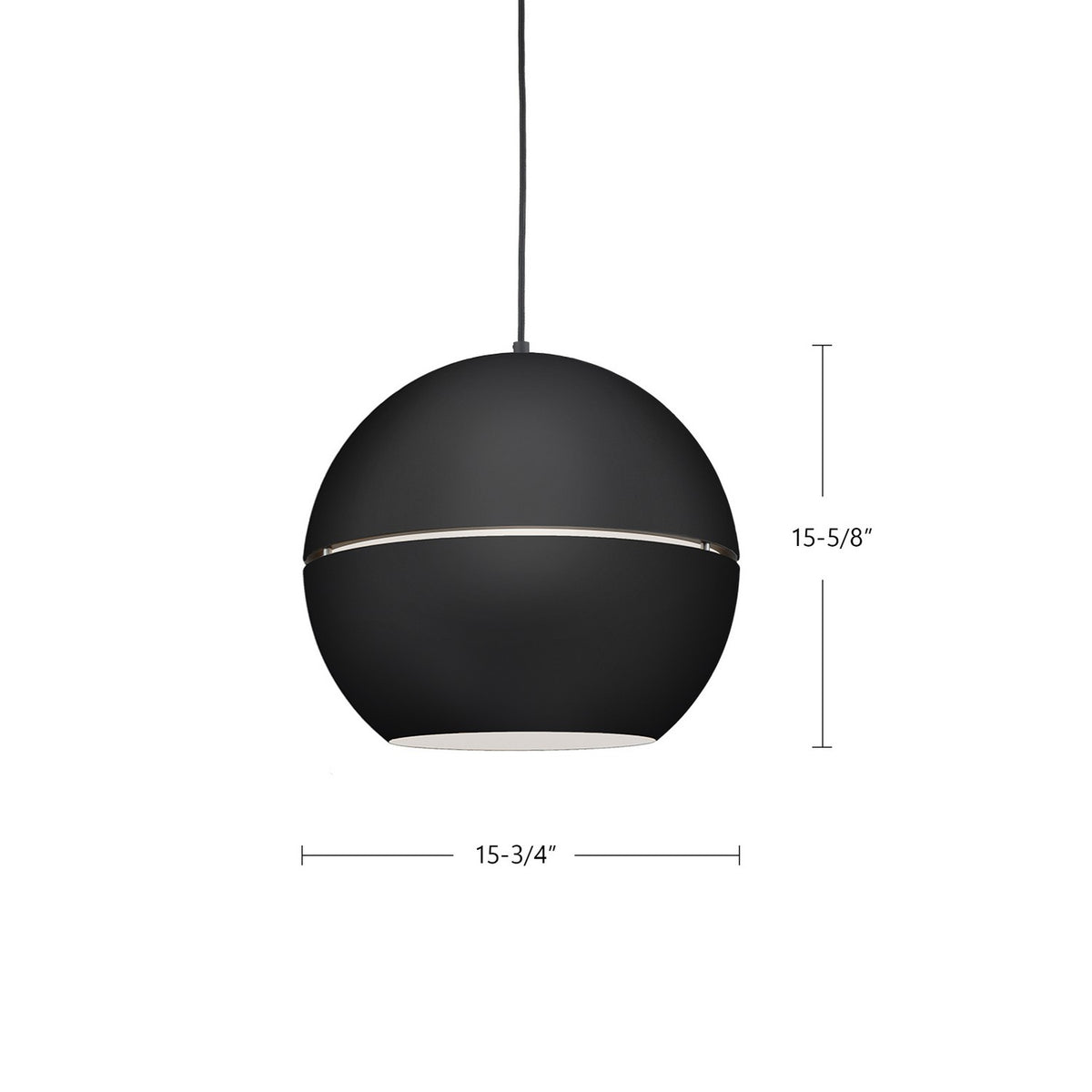 Suspension Lucas Noir, 15 3/4" – vue 2