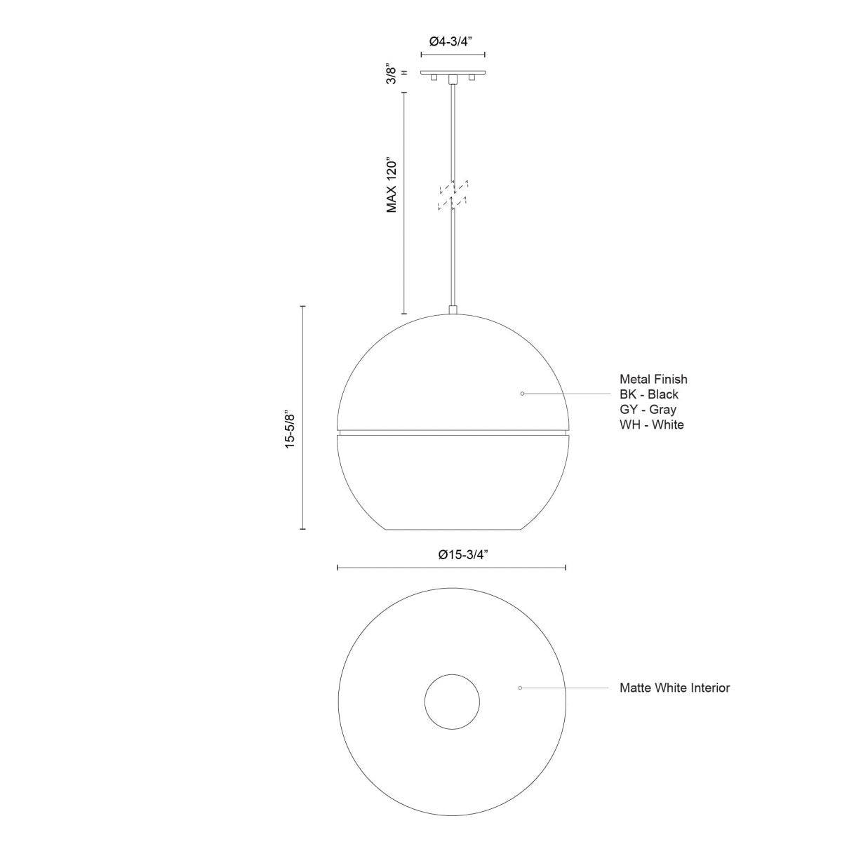 Suspension Lucas - Noir 15 3/4" by Kuzco Lighting | Luminaires & cie
